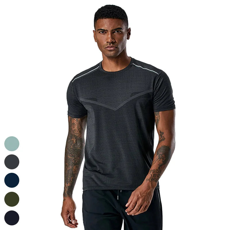 Custom Logo Gym Clothes Men Breathable Quick Dry Short Sleeve Running Fitness Tops Crew Neck Sports Shirts Gym T Shirt for Men