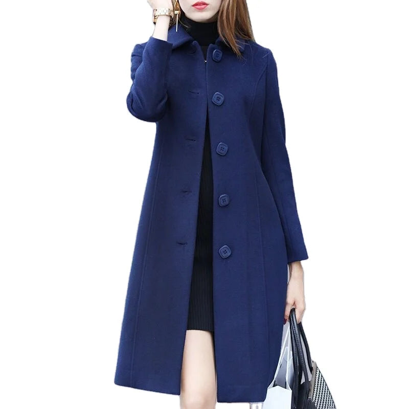 S-4XL Coat Women's Medium and Long Slim Coat Women's Thin Coat