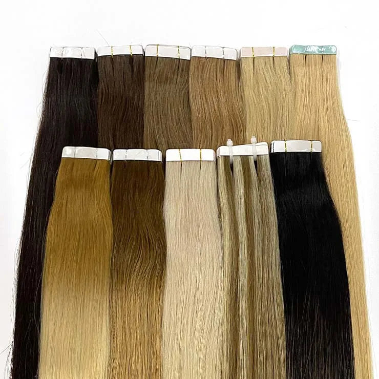 Russian Hair Tape Extension Hair Human Wholesale Straight Cuticle Aligned Virgin Tape in Hair Extensions Remy Vendors