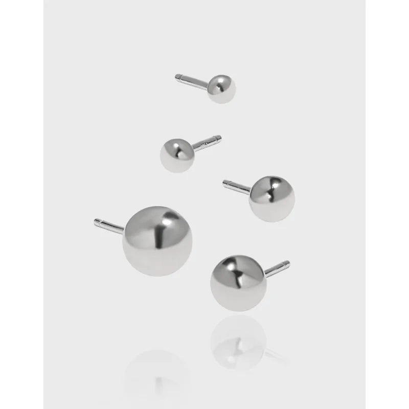 New Fashion  S925 Sterling Silver Simple Ball Stud Earrings 925 Silver Jewelry for Women HED328