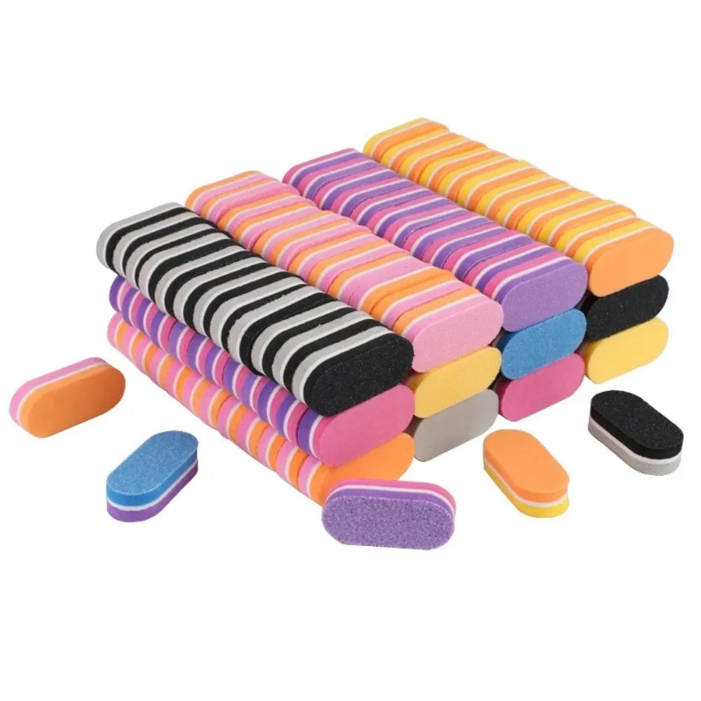 50pcs/lot Mini Sponge Nail File 100/180 Colorful Nail Buffer Double Sided Sanding Buffer Cuticle Remover Pedicure Manicure Files