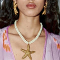 2023 ZA New Golden Starfish Ocean Pendant Necklace for Woman Beach Holiday Jewelry Accessories