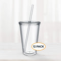 Clear Insulated Acrylic Plastic Tumbler Set with Lid and Reusable Straw Classic Double Wall Tumbler Cup