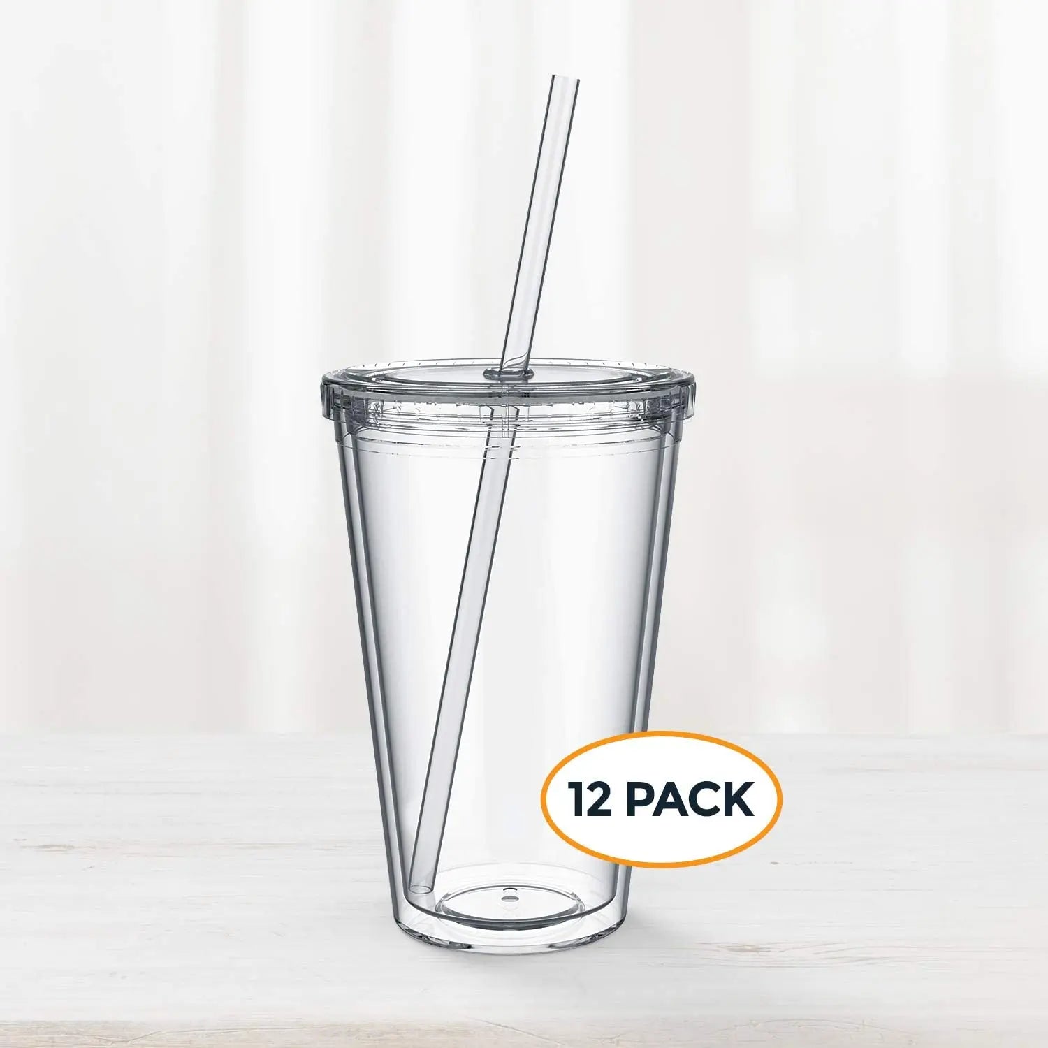 Clear Insulated Acrylic Plastic Tumbler Set with Lid and Reusable Straw Classic Double Wall Tumbler Cup