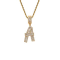 CN308 Wholesale A-Z 26 Letters Iced Out AAA Zircon Bling Bling Brass Setting CZ Pendant Necklace Jewelry