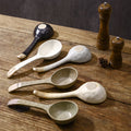 Best Quality Tableware Big Round Ceramic Noodle Soup Spoon with Long Handle Household Soup Congee Spoon Wholesale
