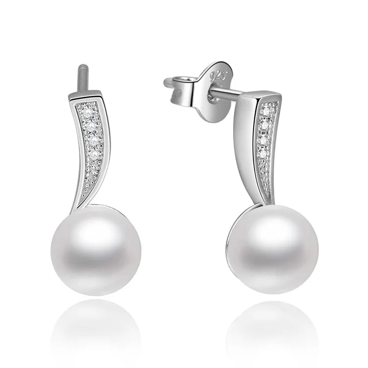 925 Sterling Silver Fantasy Miss AAA Freshwater Pear Bride Jewelry Set Wedding Earrings