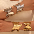 Summer Beach Chunky Wide Starfish Shell Stainless Steel Bangles Simple Exaggerated Gold Plated Bangle Fashion Jewelry