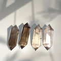 10*3cm Natural Smoky Quartz Double Terminated Crystal Point Healing Crystal Polished Stone Wand