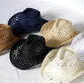 Wholesale Folding Western Straw Hat Mexico Sombreros Hollowed Summer Beach Sun Cowboy Hats for Outdoor Travel Climbing MegaBDM