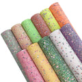 11 Pcs 8x12 InchGlitter Faux Leather Sheets Striped Sequins Synthetic Elastic Crafts Fabric for Sewing DIY Projects