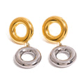 Double Hoops Pendant Earring Geometric 18K PVD Gold Plated Stainless Steel Metal Style Drop Earring for Women