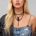 Punk Black Thick Chain with Heart Pendant Necklace for Women Layered Chains Accessories on Neck Ladies 2025 Fashion Jewelry Gift