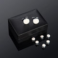 Daili Unisex Brass Bezel Setting Cufflinks Studs Set 8pcs Boxed Perfect Gift Men Engagement Business Wedding Anniversary Party
