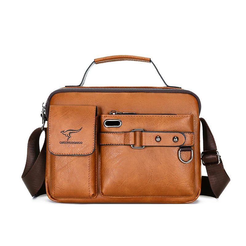 2024 Marksman Waterproof Laptop Backpack Capacity Men's Business PU Leather Casual Outdoor Portable Sport Shoulder Bag Backpack