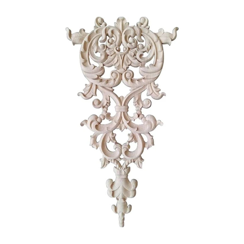 Unpainted Carved Solid Wood Onlay Applique Furniture Decals for Hospital Living Room Wall Door Cabinet Decoration