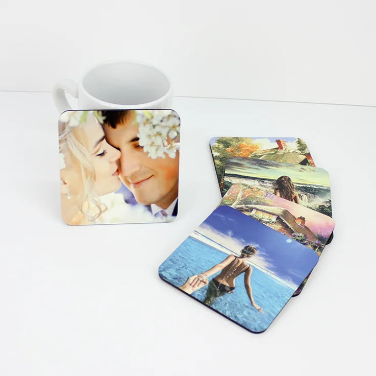 Eco-Friendly MDF Square Coasters 95mm Sublimation Custom Modern Design Drink Cup Mats