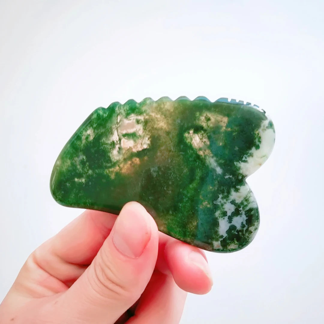 Huiying Moss Agate Guasha Jagged square Shape Gua Sha Board Massage Tool Beauty Product