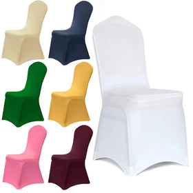 Wholesale Universal White Arch Front Stretch Polyester/Spandex Blend Washable Banquet Wedding & Hotel Chair Covers