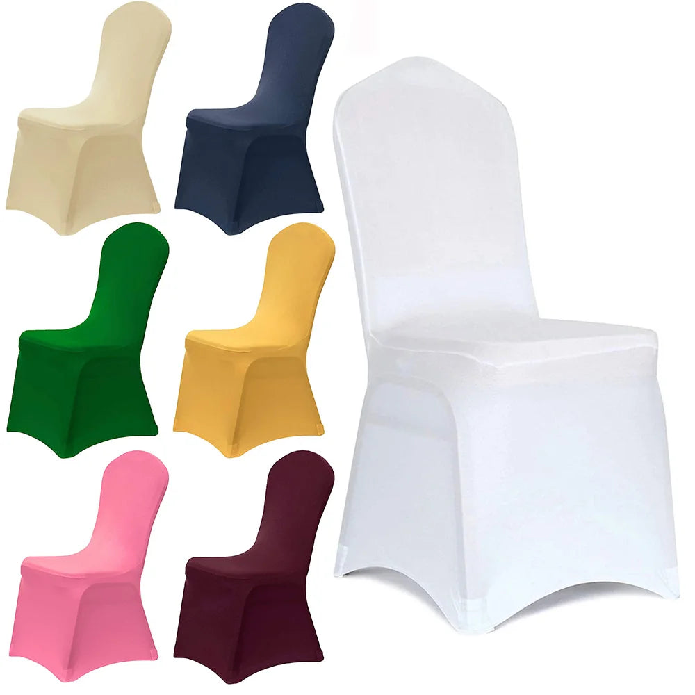 Wholesale Universal White Arch Front Stretch Polyester/Spandex Blend Washable Banquet Wedding & Hotel Chair Covers