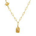 Newest Luxury Stainless Steel Star Pendant Necklace Gold Plated Zircon Square Design Trendy Style for Women's Party Wear
