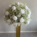 Wholesale Large Artificial Silk Red White Rose Floral Table Centerpieces Wedding and Christmas Party Decoration with Event Ball