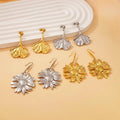 Summer Fashion 18K Gold Plated Stainless Steel Hypoallergenic Jewelry Wholesale Flower Leaf Accessories Chunky Dangle Earrings