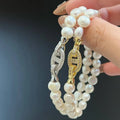 18K Platinum Yellow Gold Plated Pig Nose Buckle Bracelet 7-8mm Natural Freshwater Baroque Pearl Fine Chain Link for Girls
