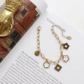 Fashion Jewelry Stainless Steel 18K PVD Gold Plated Flower Daisy Square Charm Chain Bracelet