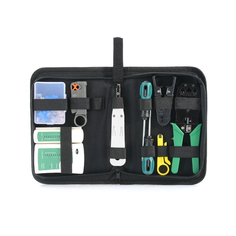 12pcs/set Portable Lan Network Repair Tool Set Cable Tester Wire Crimper Repair Tool Kit