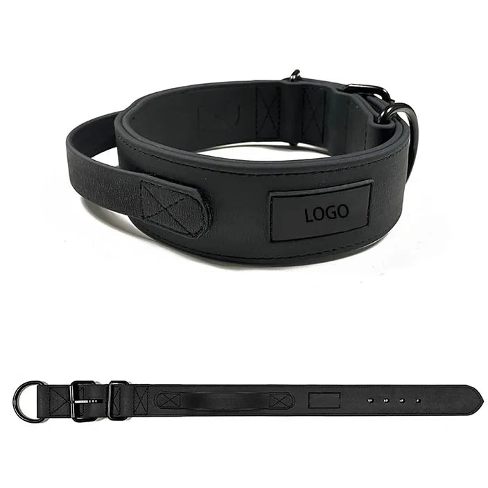 Hot Sale 3.5MM Thick TPU Waterproof Adjustable Tactical Pet Dog Collar with Control Handle for Big Dogs