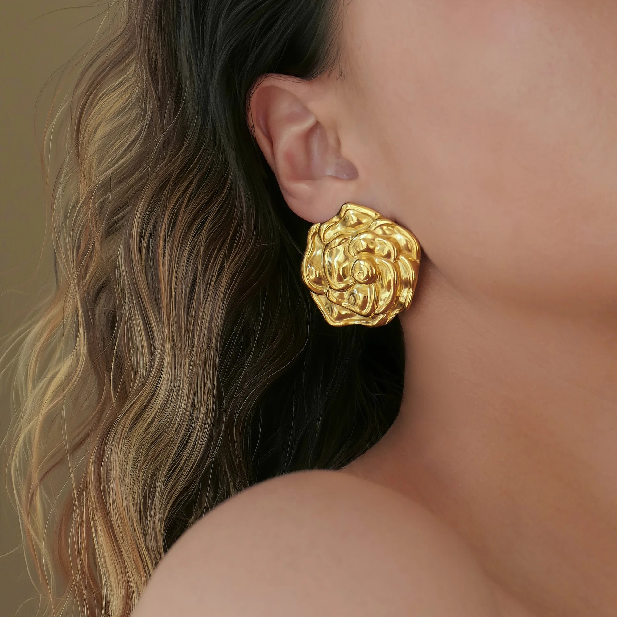 NEW VINTAGE BOHO FASHION FLOWER EARRINGS Dazan Winter INS 18k Gold Plated Hypoallergenic Stainless Steel Mom Gift for Banquet