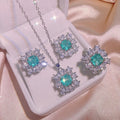DAIHE Colored Gemstone Fashion Jewelry Necklace Earring Ring Wedding Bridal Jewelry Sets for Women