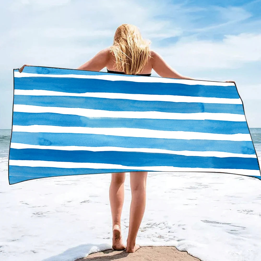 Large Microfiber Quick Dry Beach Towels with logo Custom Print Personalized Stripes Beach Towel Printed Towels
