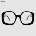 Women's High Quality Acetate Square Glasses Oversized Optical Frames Stylish Solid Pattern Spectacles Verified Eyewear