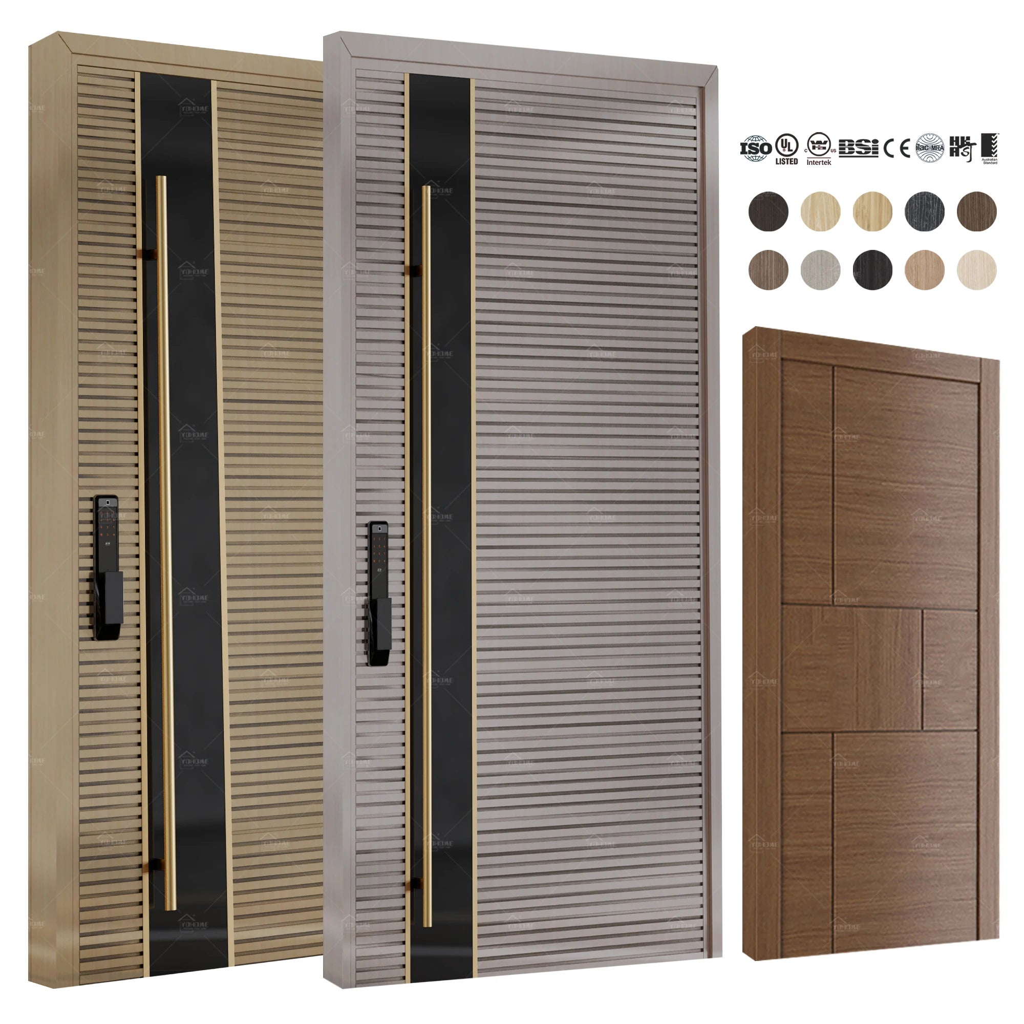 Yohome Manufacturer Designs Wholesale Residential Single Entry Door Modern Wooden Main Entrance Doors
