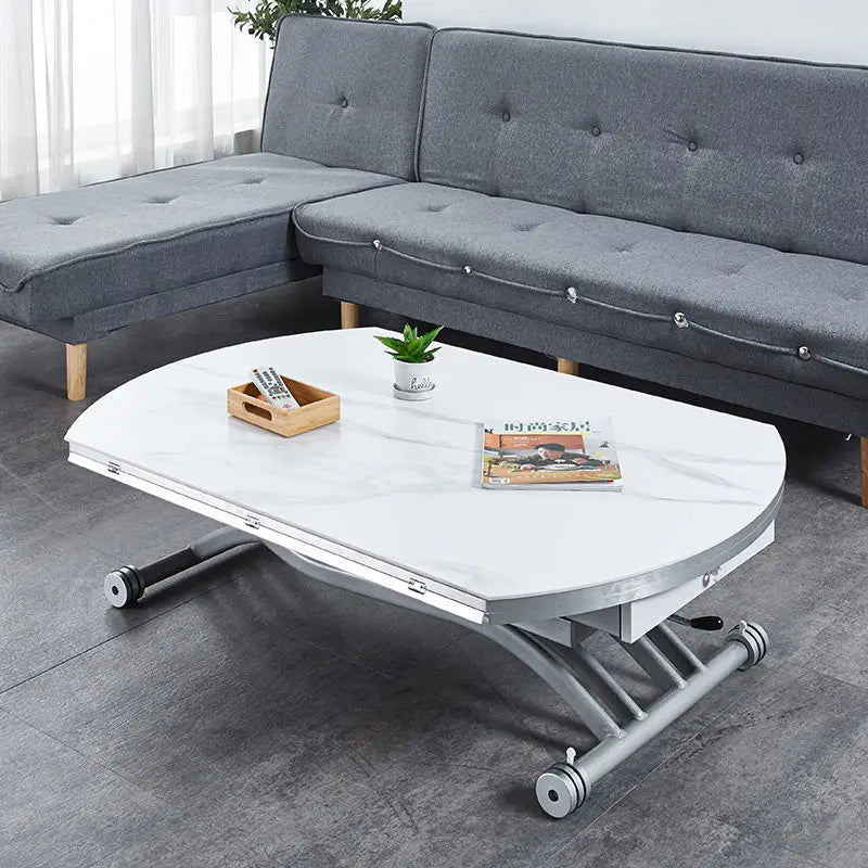 Modern Multifunctional Folding Coffee Table Simple Lifting Household Rock Plate Glass Tea Table Extendable for Living Room
