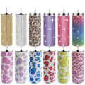 Bling Rhinestone Diamond Tumbler Glitter Stainless Steel Vacuum Thermal Water Bottle With Lid and Straw