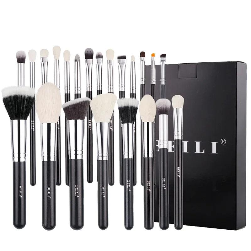 BEILI Luxury 22PCS Natural Goat Hair Makeup Brush Set Eyeshadow Blending Brush Synthetic Custom Precise Concealer Brush with Box