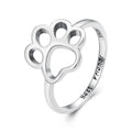 Adjustable Cat Paw Ring 925 Sterling Silver Hollow Band Stackable Pet Lover Jewelry for Women & Girls Birthday Gift SCR909