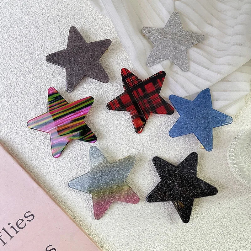 Wholesale Korean Acrylic Hair Clips Fashionable Personalized Five-Pointed Star Hair Clip Sparkle Star Clips for Hair