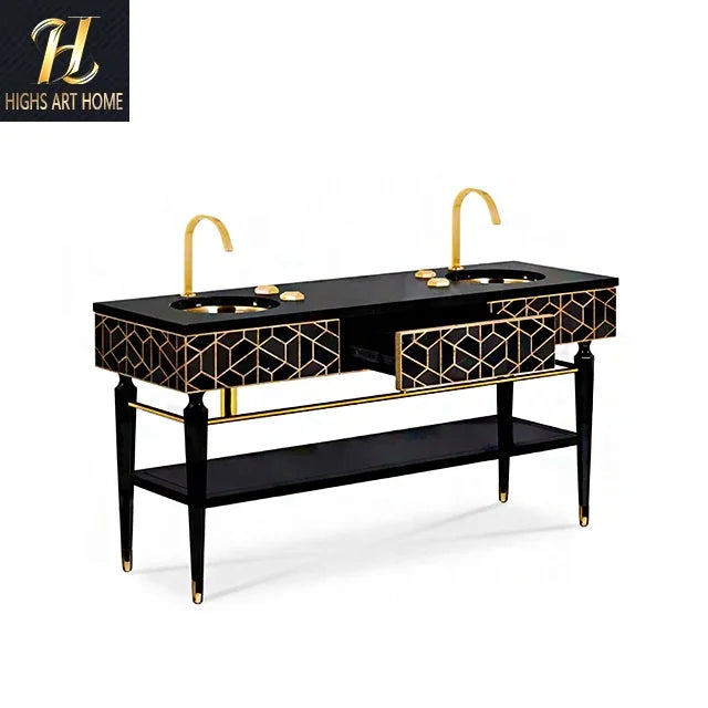 Modern Luxury Rectangle Bathroom Sink With Drawer Black High End Wash Basin Italian Designer Stand Alone Bathroom Sink For Villa
