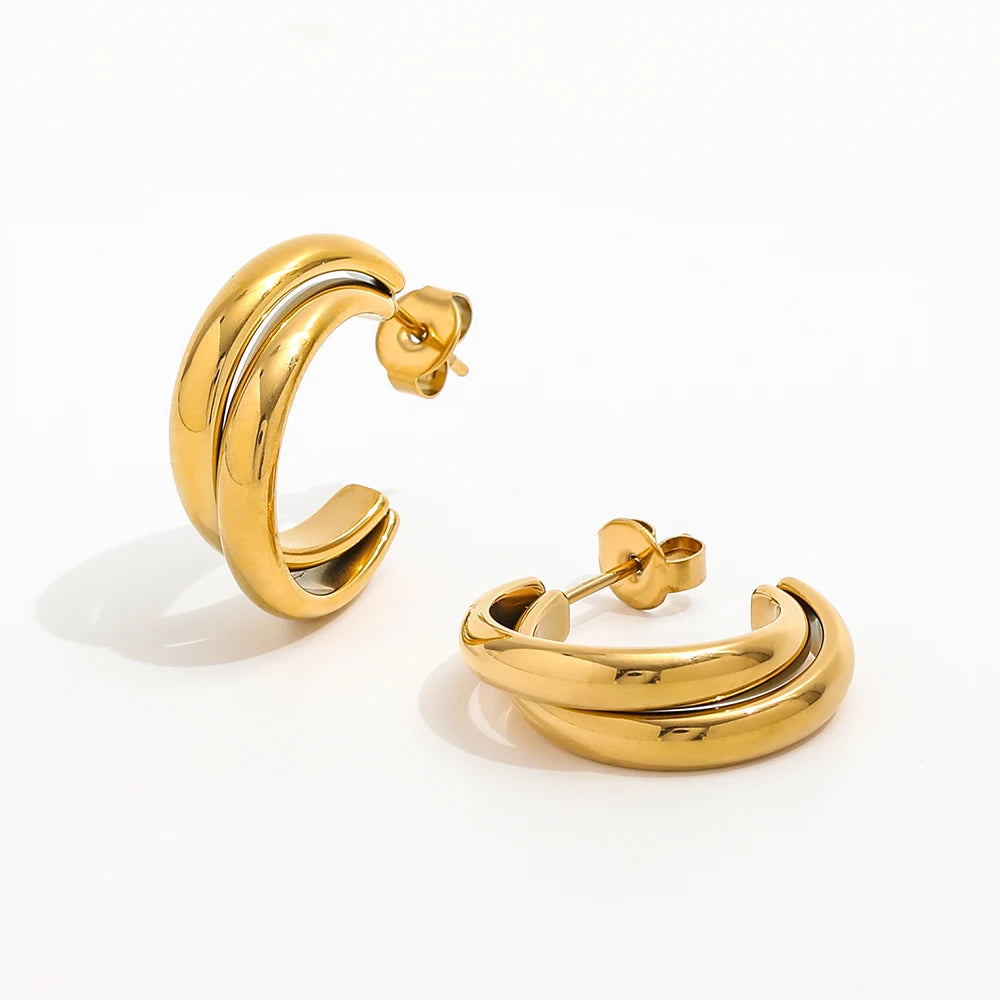 New PVD Gold Plated Classic Hoop Earring Stainless Steel Earring Trendy Jewelry