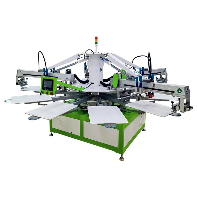 Automatic Rotary Screen Printing Machine Golfer Tshirts Screen Printer Garment Clothes Impression Maquina
