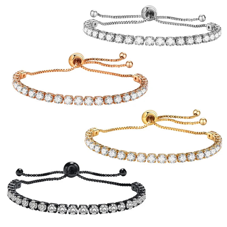 Fashion Fine Jewelry Custom Bracelets Female Charm Adjustable Brass Zircon Tennis Bracelets for Women