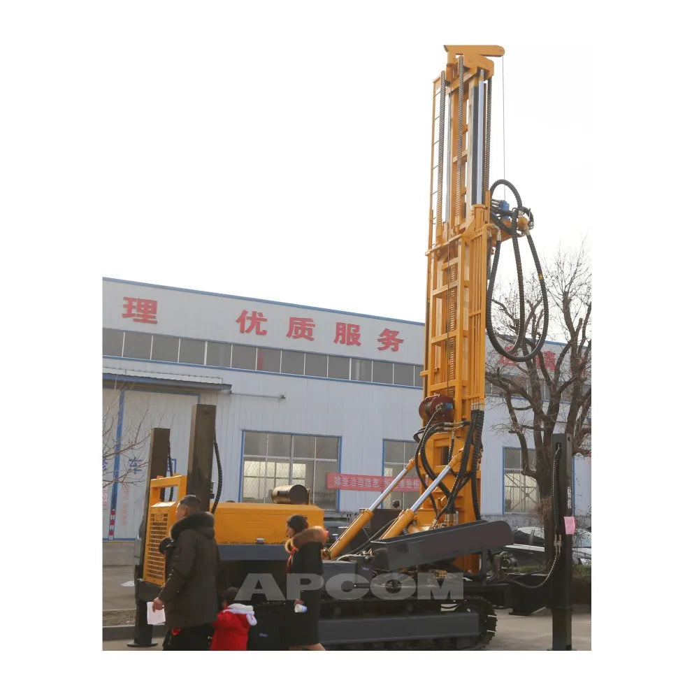 300m Rotary Water Well Drilling Rig Diesel Powered Crawler Mounted with Gearbox Reverse Circulation Bore Hole Drilling Kit