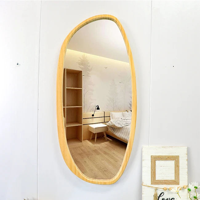 42X90CM Wooden 2025 Geometric Decorative Mirror Titanium Sheet Wall Bedroom Makeup Home Decor Art Frame Modern Dropshipping