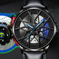 AliExpress Hot Sale BORUSE Fashion Car Hub Watch Men Wristwatch  Waterproof Leather Men's Luminous Watches Relogio Masculino