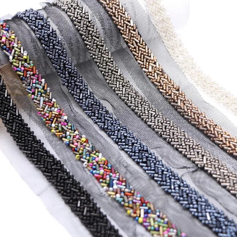 Beads Appliques Trim Rhinestones Braided Patch Western Embroidered Lace Customize Style