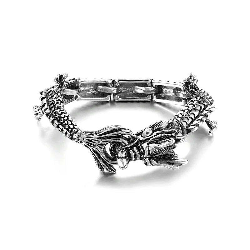 KALEN Men Punk Stainless Steel Vivid Tiger/Leopard/Dragon Design Links Bracelet